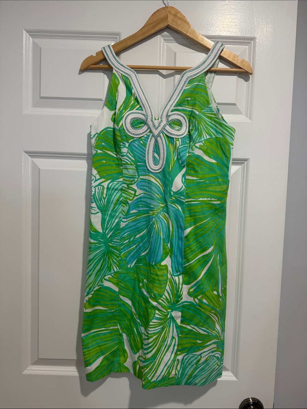 Lilly Pulitzer Green & Teal Palm Print Sleeveless Shift Dress